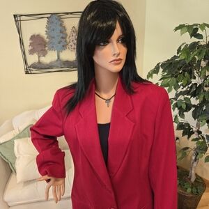 Anne Klein II Dark Red Wool Woman's Suit, Skirt, Jacket/Blazer, Size 12